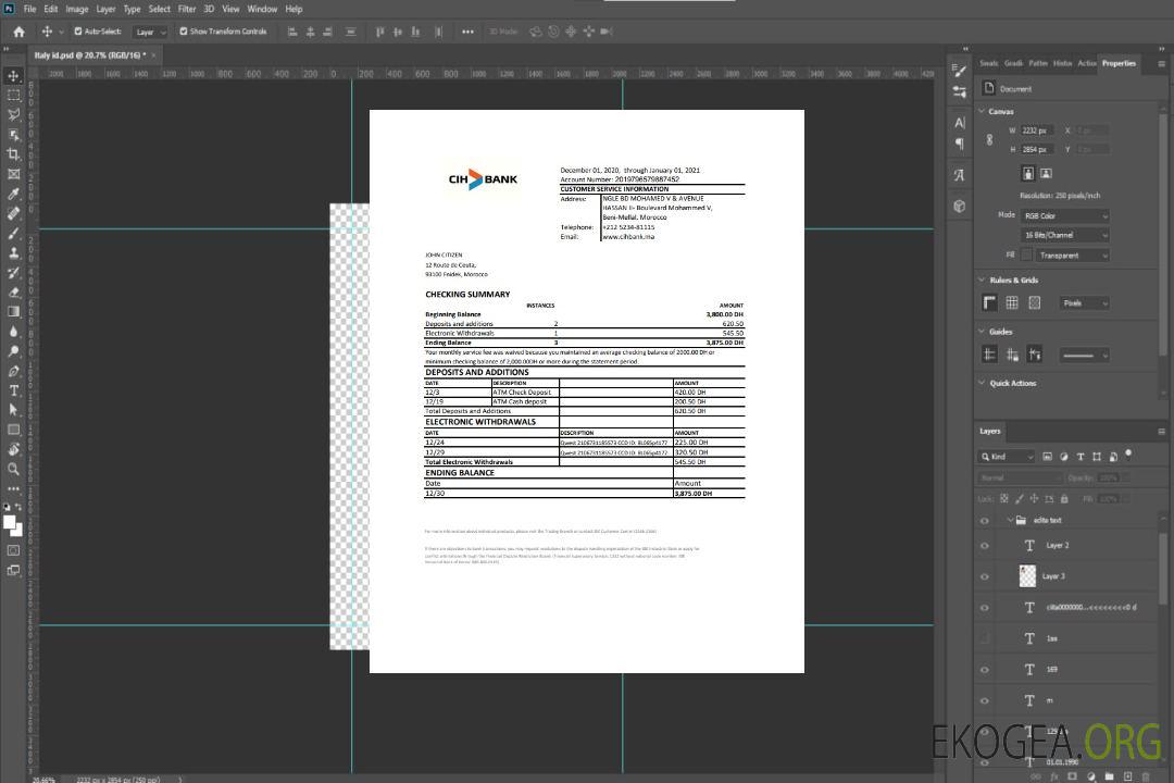 Maroc Banque CIH excel pdf template